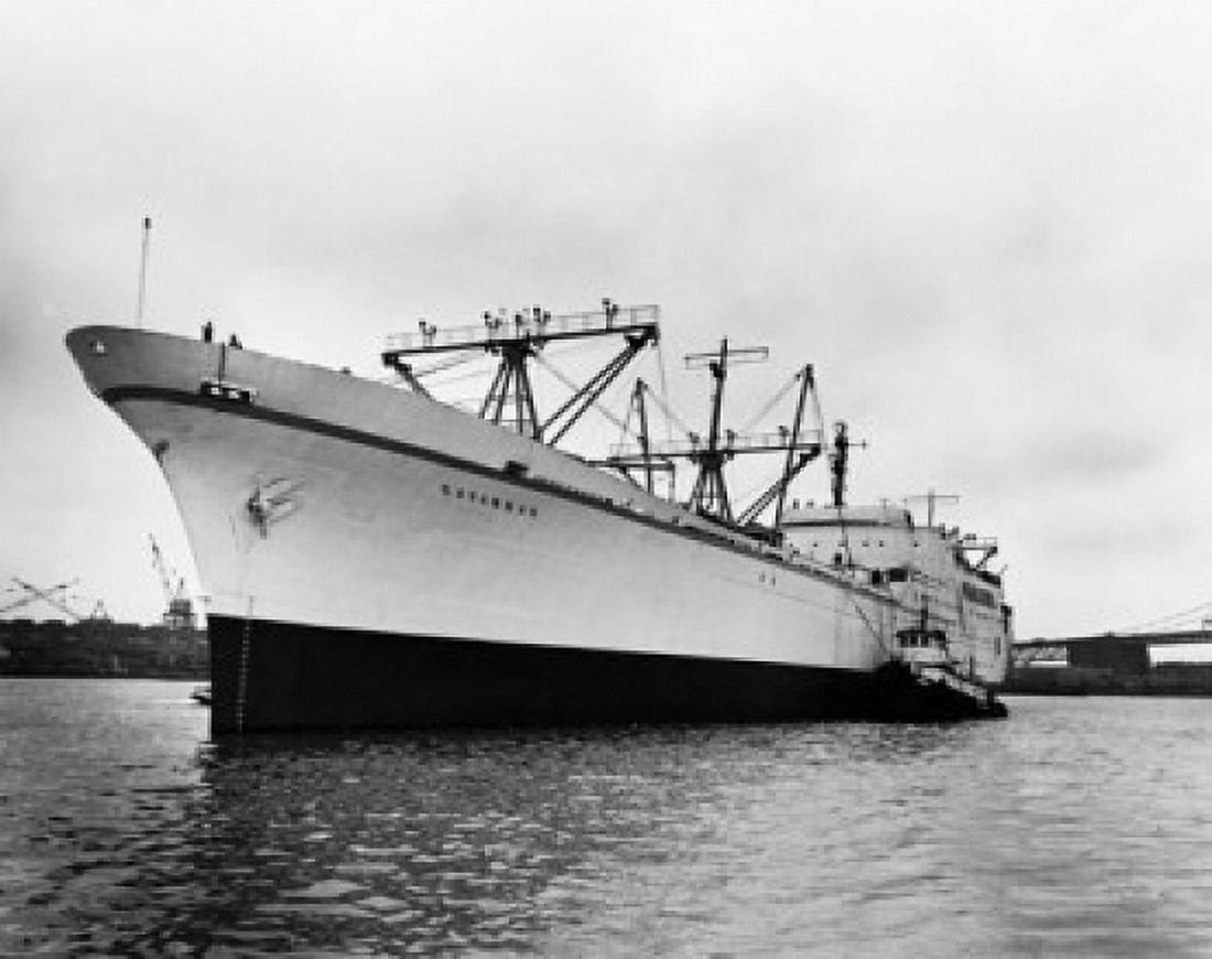 Worlds first nuclear-powered cargo ship in the sea 1959 Canvas Art - (24 x 36)