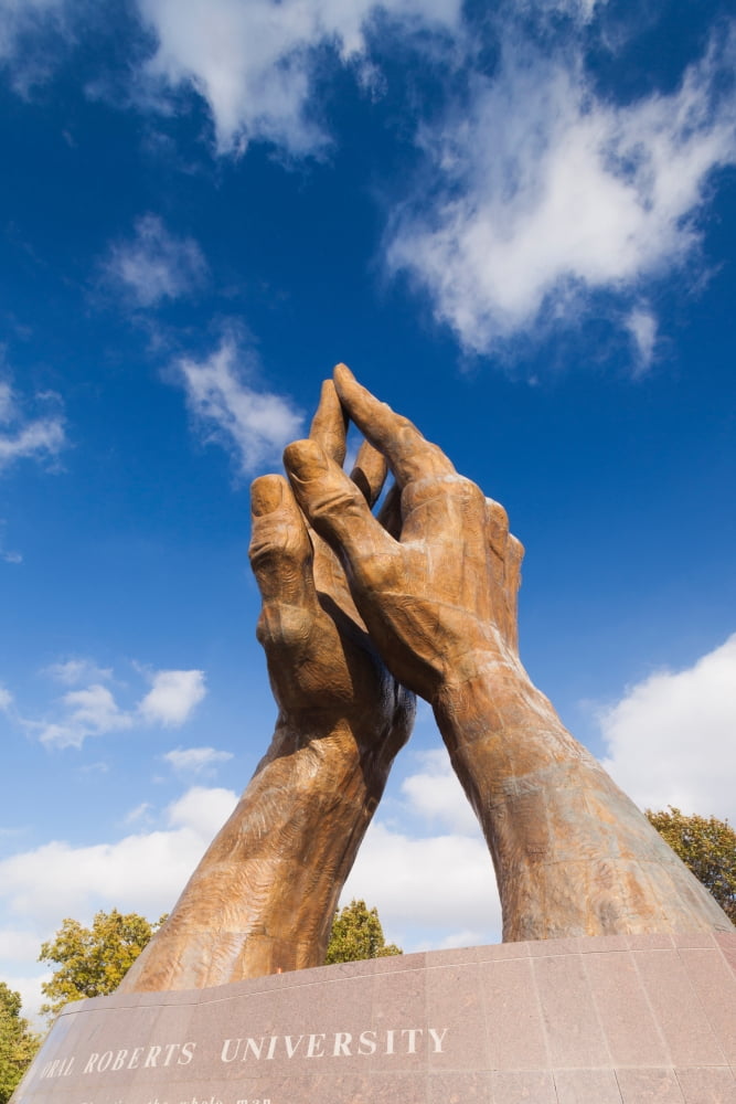 Worlds largest praying hands sculpture at Oral Roberts University Tulsa Oklahoma USA Canvas Art - Panoramic Images (24 x 36)