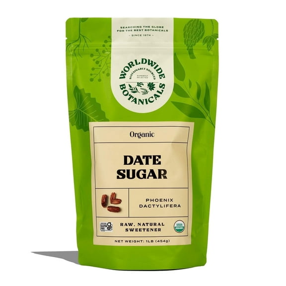 Worldwide Botanicals Organic Date Sugar Powder, 1 Pound - 100% Pure Dried Dates, Whole Food Sweetener
