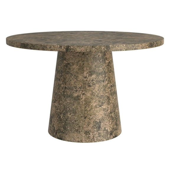 WHI Modern MDF Round Pedestal Dining Table - Faux Grey Stone