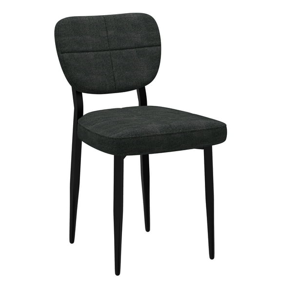 Modern Fabric and Metal Dining Chair Set of 2 Charcoal and Black