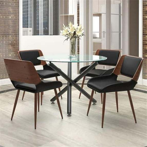 Worldwide Home Furnishings 207-476-582PUBK 5 Piece Suzette & Hudson Dining Set - Black Table with Black Chair