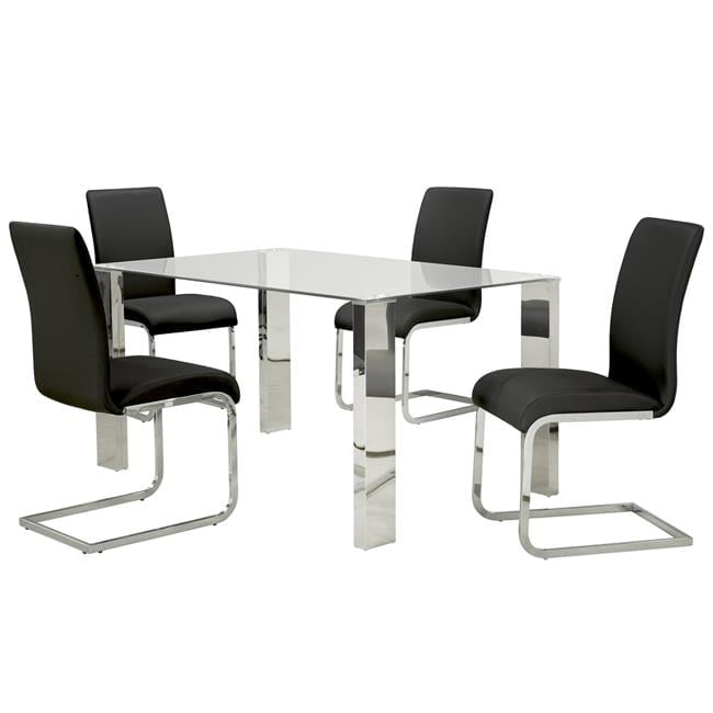 Contemporary Black and Chrome 5-Piece Dining Set