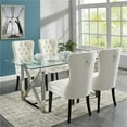thumbnail image 1 of Worldwide Homefurnishings 207-521-080IV Lorenzo & Rizzo Dining Set in Chrome with Ivory Chair - 5 Piece, 1 of 1