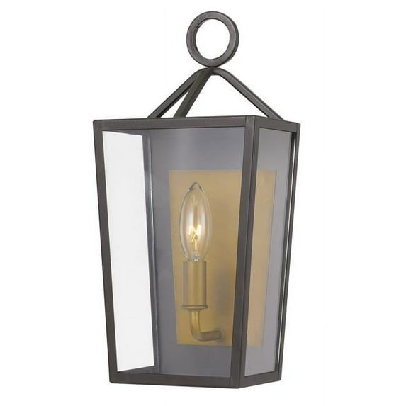 Worldwide Lighting E10029-003 14 in. Monterrey 1-Light Outdoor Wall Sconce Lamp, Satin Brass
