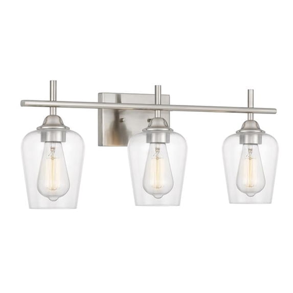 Worldwide Lighting E20003-005 6.75 x 24 x 9.75 in. Bacchus 3-Light Brushed Nickel Vanity Light