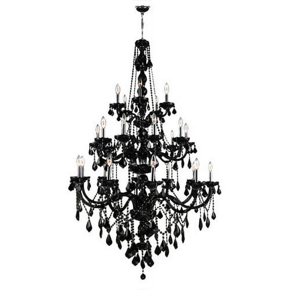 Provence Collection 25 Light Chrome Finish and Black Crystal Chandelier 43" D x 68" H Three 3 Tier Extra Large