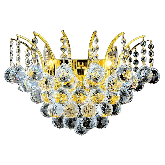 Empire 3-Light Gold Finish and Clear Crystal Wall Sconce Light 16 in. W X 13 in. H Large