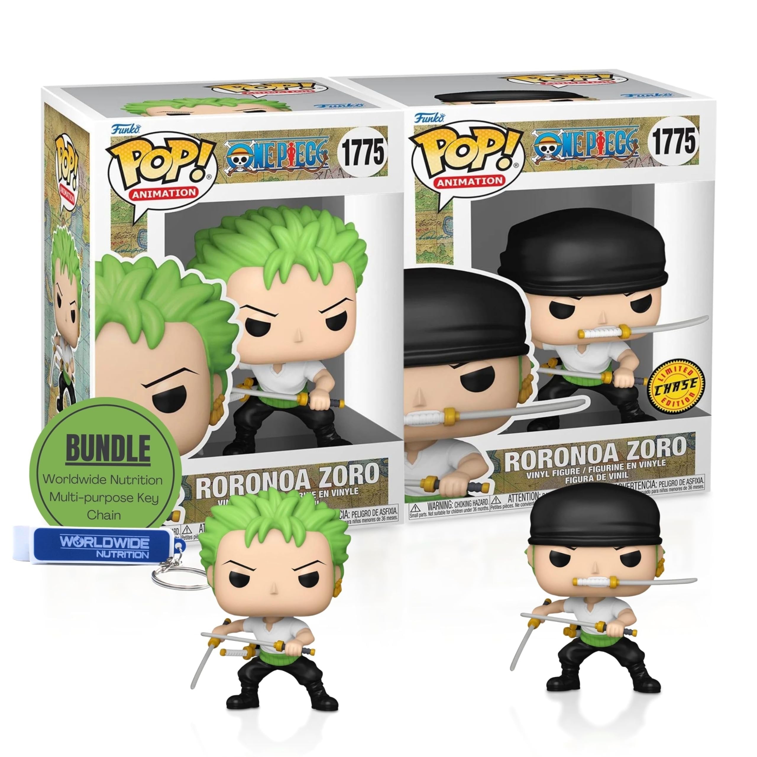 Roronoa Zoro Funko Pop! One Piece - Set of 2 (Common and Chase) - Vinyl Figure #1775 with Box Roronoa Zoro Funko Pop! One Piece - Set of 2 (Common and Chase) - Vinyl Figure #1775 with Box