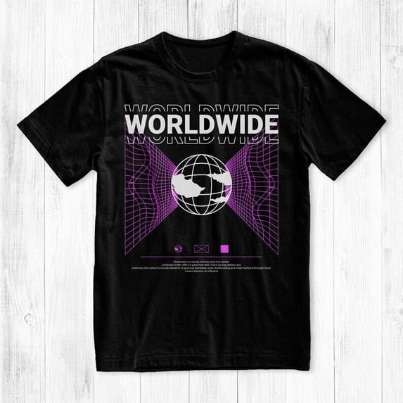 Worldwide Retro Streetwear Unisex T Shirt Vintage Graphic Tee Style up to 5XL