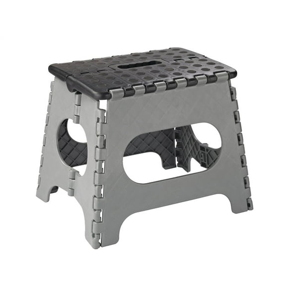 Simple Spaces SD027 Folding Step Stool, 10-5/8 in H, 1-Step, 330 lb, Plastic, Black & Gray