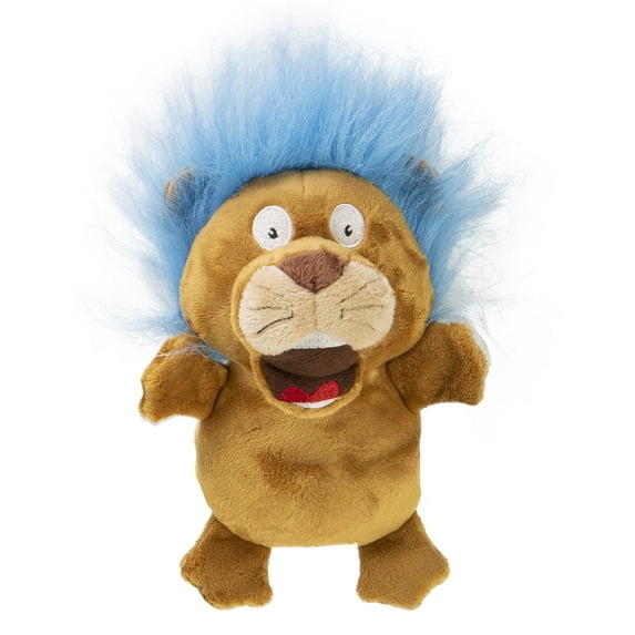 Worldwise 58523-98997-024 goDog Silent Squeak Crazy Hairs Lion with Chew Guard Technology Durable Plush Dog Toy, Small