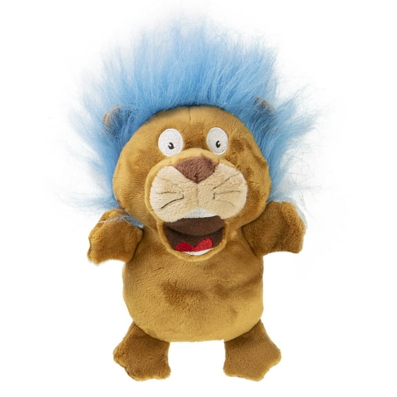 Worldwise 58523-98997-024 goDog Silent Squeak Crazy Hairs Lion with Chew Guard Technology Durable Plush Dog Toy, Small