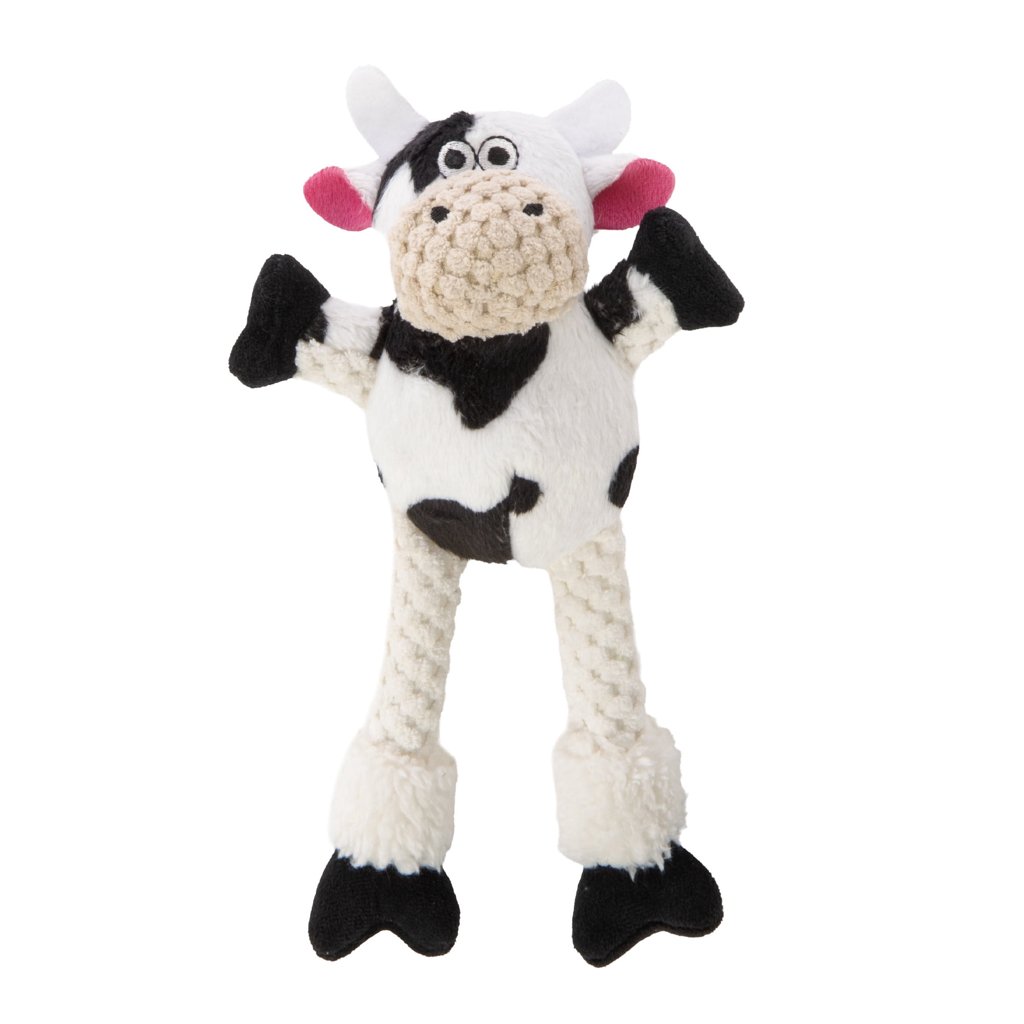 goDog Checkers Skinny Cow Squeaky Plush Dog Toy With Chew Guard Technology, Mini