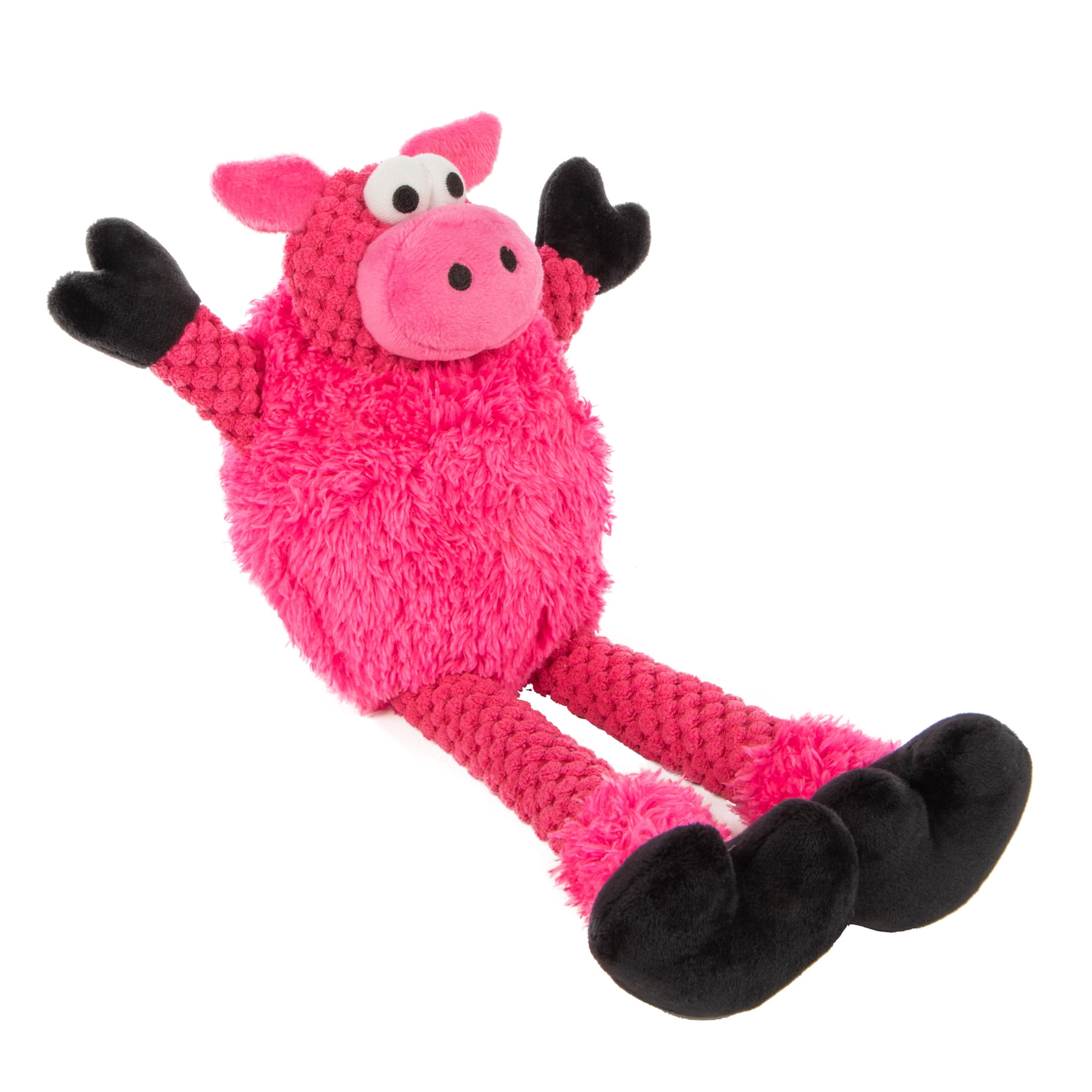 goDog Checkers Skinny Pig Tough Plush Toy with Chew Guard Technology, Durable Checkered Fabric & Squeaker for Active Play, Small