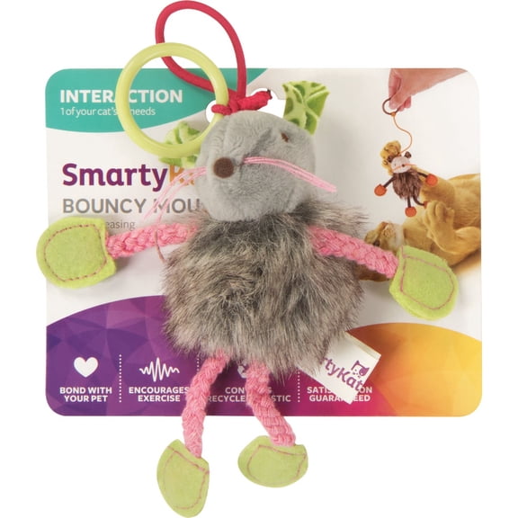 Worldwise SmartyKat Bouncy Mouse Plush Dangler Cat Toy - Pack of 4