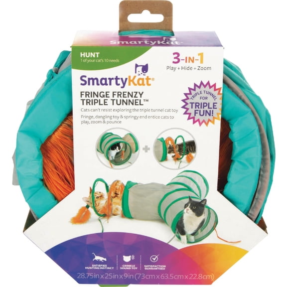 Worldwise SmartyKat Fringe Frenzy Triple Tunnel Cat Toy - Pack of 6