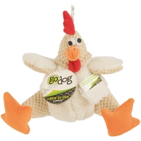 Worldwise goDog Checkers Large White Fat Rooster Squeaky Plush Dog Toy - Single Pack