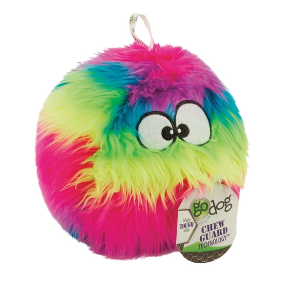 Worldwise goDog Furballz Large Rainbow Squeaky Plush Dog Toy - Single Pack