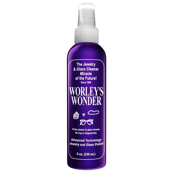 Worley's Wonder Jewelry & Glass Cleaner - Jewelry Cleaner Spray for Gold, Silver, Diamonds, Gemstones, Glass, Marble, Electronics (8 Ounce Spray Bottle)