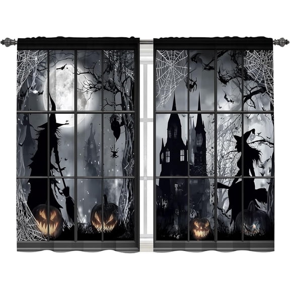 Worltoldb Halloween Witch Kitchen Curtains Cafe Curtains for Bathroom Dining Room Living Room Pocket Window Drapes 2 Panels Set 28"x36"