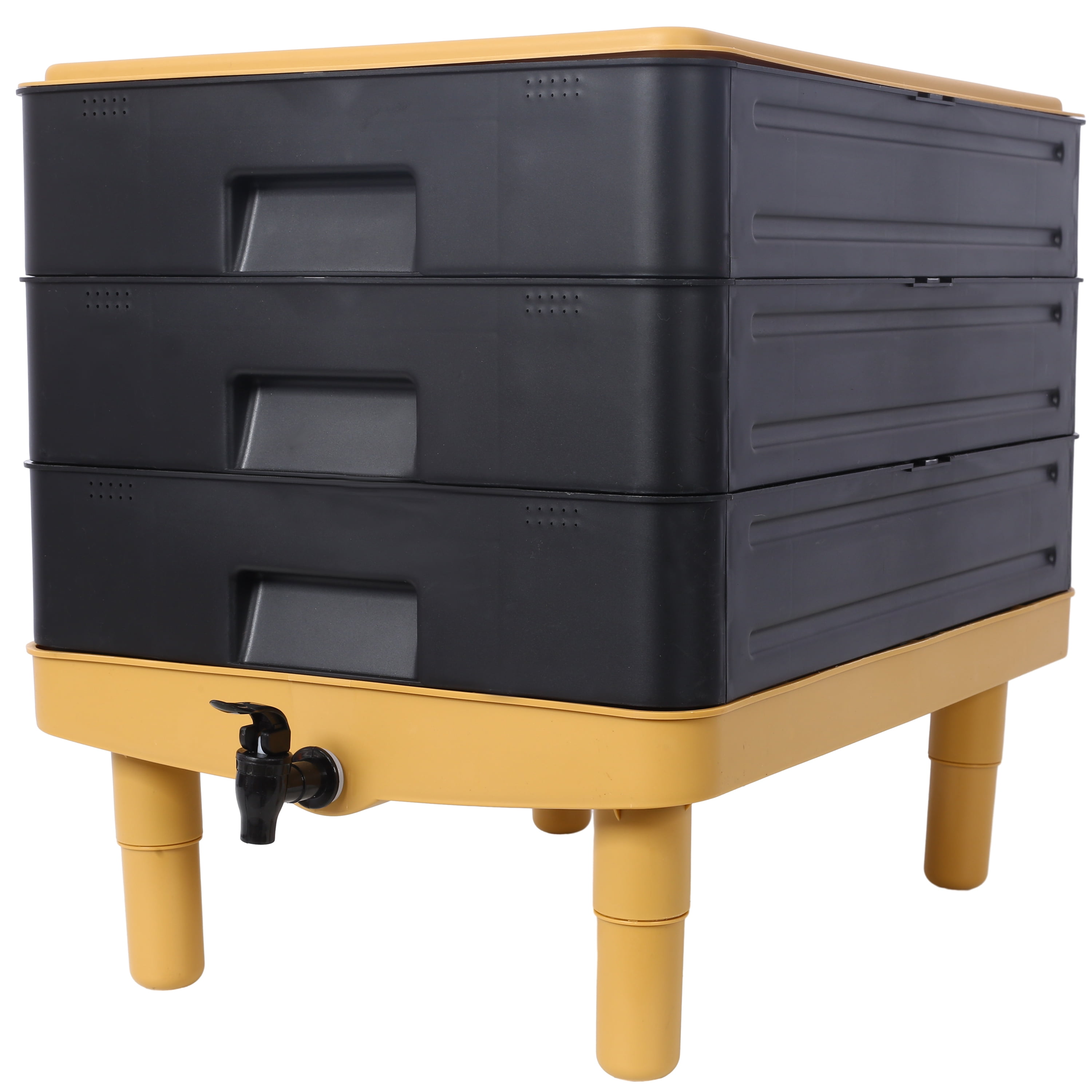 65L Yellow and Black Multi-Layer Worm Composter Bin