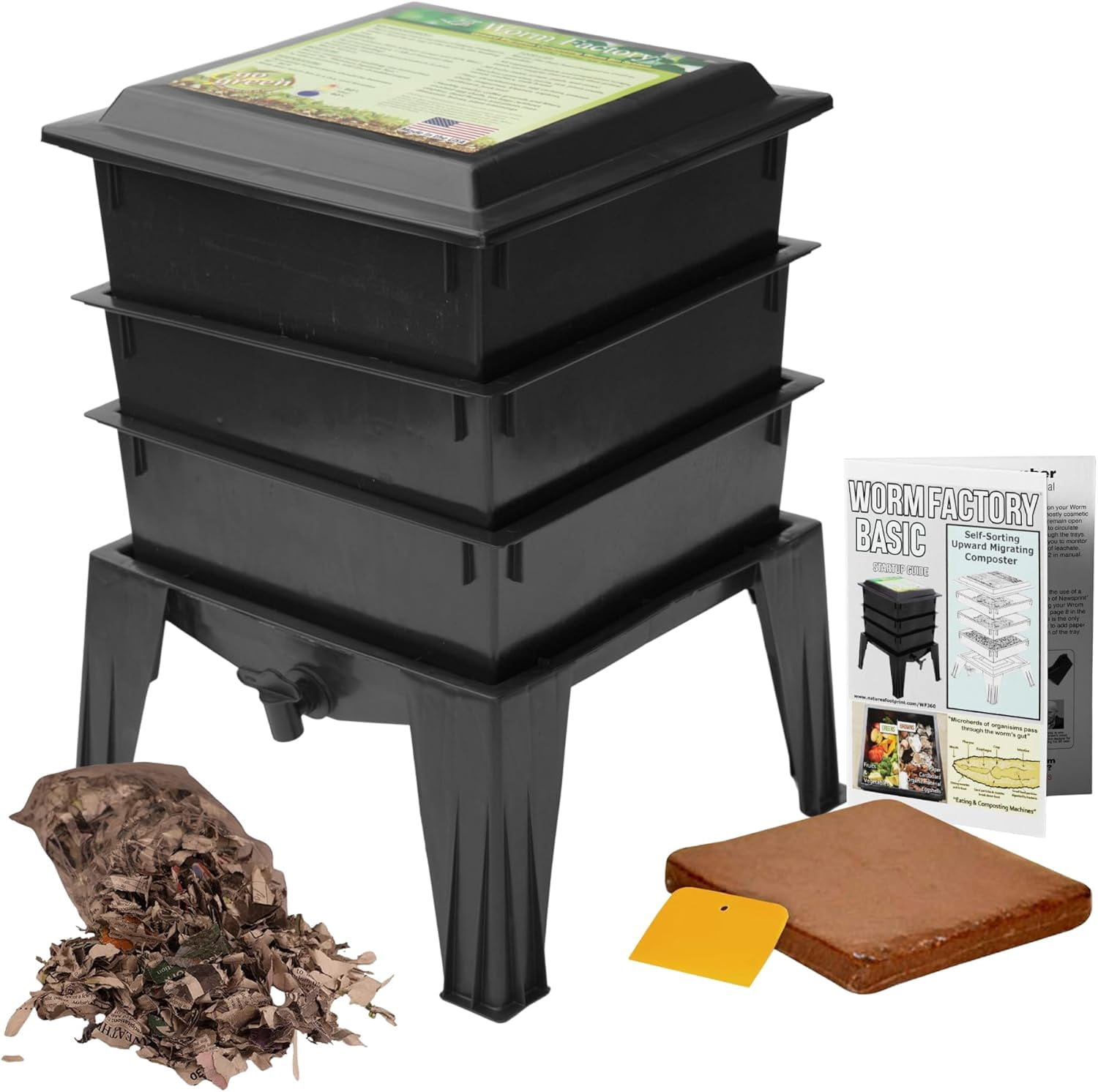 Worm Factory Composter Worm Factory® Basic 3 Tray Black Worm Composter – US Made, Fully ...