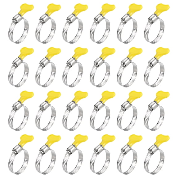 Worm Gear Hose Clamp, 24pcs 1"-1 1/2" Key Type Adjustable Stainless Steel Hose Clamp for Securing Hose