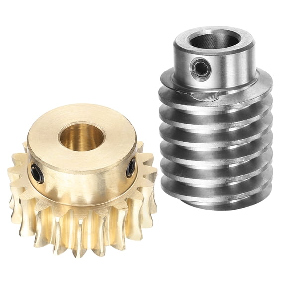 Worm Gear Set 20T 1.5 Module 20:1 Reduction Rate, Right Rotation Drive Gear Box (Brass Gear-10mm Bore, #45 Steel Rod 12mm Bore)