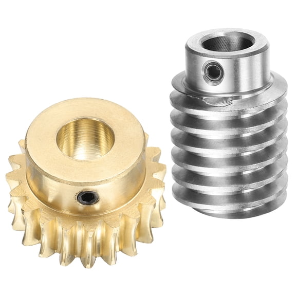 Worm Gear Set 20T 1.5 Module 20:1 Reduction Rate, Right Rotation Drive Gear Box (Brass Gear-12mm Bore, #45 Steel Rod 12mm Bore)