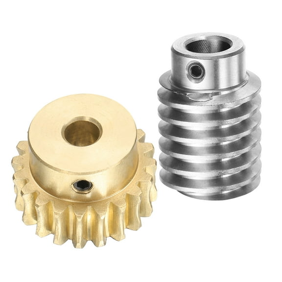 Worm Gear Set 20T 1.5 Module 20:1 Reduction Rate, Right Rotation Drive Gear Box (Brass Gear-8mm Bore, #45 Steel Rod 12mm Bore)