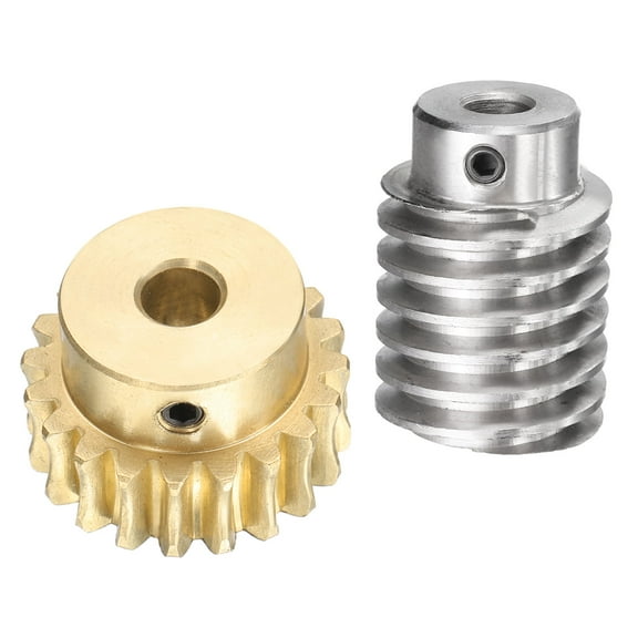 Worm Gear Set 20T 1.5 Module 20:1 Reduction Rate, Right Rotation Drive Gear Box (Brass Gear-8mm Bore, #45 Steel Rod 8mm Bore)
