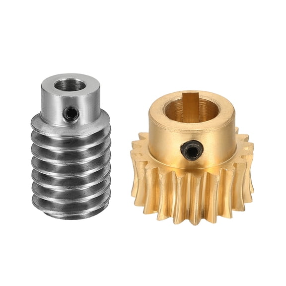 Worm Gear Set, 20T 1 Module 20:1 Reduction Rate, Right Rotation Drive Gear Box Wheel Reduce Transmission Part (Brass Gear-10mm Bore, #45 Steel Rod 5mm Bore)