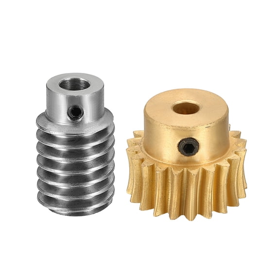 Worm Gear Set 20T 1 Module 20:1 Reduction Rate, Right Rotation Drive Gear Box Wheel Reduce Transmission Part (Brass Gear-5mm Bore, #45 Steel Rod 5mm Bore)