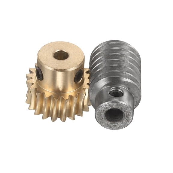 Worm Gear Set 20T 1 Module 20:1 Reduction Rate, Right Rotation Drive Gear Box Wheel Reduce Transmission Part (Brass Gear-5mm Bore, #45 Steel Rod 6mm Bore)