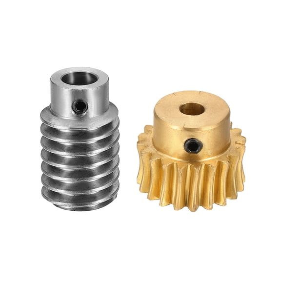 Worm Gear Set 20T 1 Module 20:1 Reduction Rate, Right Rotation Drive Gear Box Wheel Reduce Transmission Part (Brass Gear-5mm Bore, #45 Steel Rod 8mm Bore)