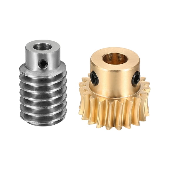Worm Gear Set 20T 1 Module 20:1 Reduction Rate, Right Rotation Drive Gear Box Wheel Reduce Transmission Part (Brass Gear-8mm Bore, #45 Steel Rod 5mm Bore)
