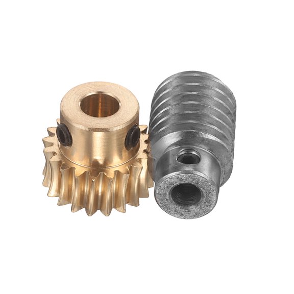 Worm Gear Set 20T 1 Module 20:1 Reduction Rate, Right Rotation Drive Gear Box Wheel Reduce Transmission Part (Brass Gear-8mm Bore, #45 Steel Rod 6mm Bore)