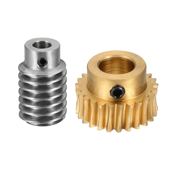 Worm Gear Set 25T 1 Module 25:1 Reduction Rate, Right Rotation Drive Gear Box Wheel Reduce Transmission Part (Brass Gear-12mm Bore, #45 Steel Rod 5mm Bore)