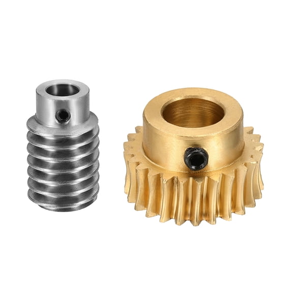 Worm Gear Set 25T 1 Module 25:1 Reduction Rate, Right Rotation Drive Gear Box Wheel Reduce Transmission Part (Brass Gear-12mm Bore, #45 Steel Rod 8mm Bore)