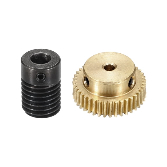 Worm Gear Set 40T 0.5 Module 1:40 Reduction Rate, Right Rotation Drive Gear Box Wheel Reduce Transmission Part (Brass Gear-3mm Bore, 1045 Steel Rod 6mm Bore)
