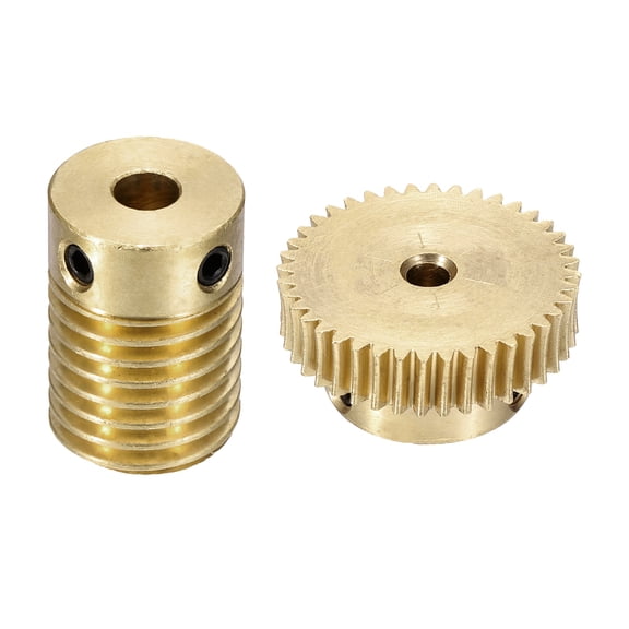 Worm Gear Set 40T 0.5 Module 1:40 Reduction Rate, Right Rotation Drive Gear Box Wheel Reduce Transmission Part (Brass Gear-3mm Bore, Brass Rod 4mm Bore)