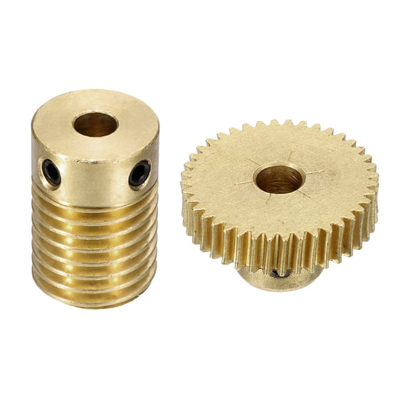 Worm Gear Set 40T 0.5 Module 1:40 Reduction Rate, Right Rotation Drive Gear Box Wheel Reduce Transmission Part (Brass Gear-5mm Bore, Brass Rod 4mm Bore)