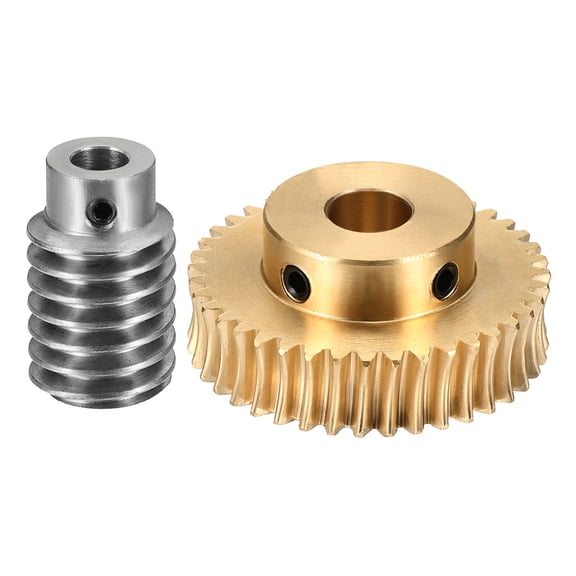 Worm Gear Set 40T 1 Module 40:1 Reduction Rate, Right Rotation Drive Gear Box Wheel Reduce Transmission Part (Brass Gear-10mm Bore, #45 Steel Rod 5mm Bore)
