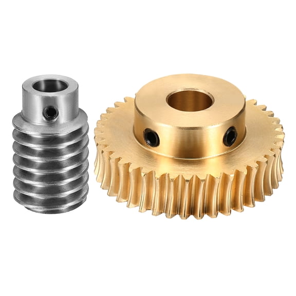 Worm Gear Set 40T 1 Module 40:1 Reduction Rate, Right Rotation Drive Gear Box Wheel Reduce Transmission Part (Brass Gear-10mm Bore, #45 Steel Rod 8mm Bore)