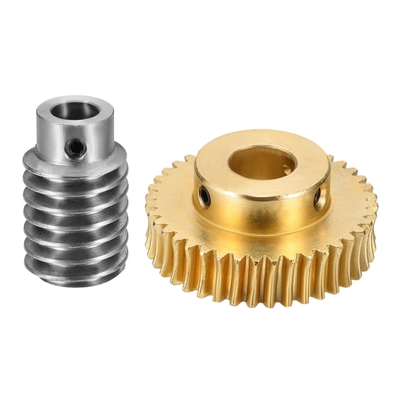 Worm Gear Set 40T 1 Module 40:1 Reduction Rate, Right Rotation Drive Gear Box Wheel Reduce Transmission Part (Brass Gear-12mm Bore, #45 Steel Rod 8mm Bore)