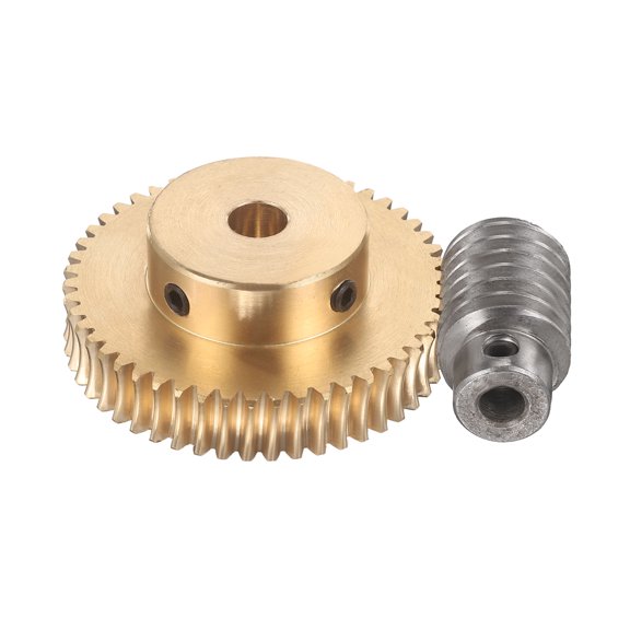 Worm Gear Set 50T 1 Module 50:1 Reduction Rate, Right Rotation Drive Gear Box Wheel Reduce Transmission Part (Brass Gear-8mm Bore, #45 Steel Rod 6mm Bore)