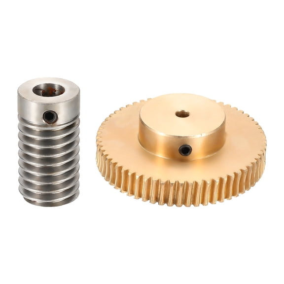 Worm Gear Set 60T 0.8 Module 1:60 Reduction Rate, Right Rotation Drive Gear Box Wheel Reduce Transmission Part (Brass Gear-4mm Bore, 1045 Steel Rod 8mm Bore)
