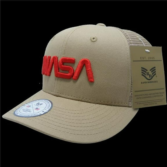 Worm NASA Cotton Trucker Cap, Khaki - One Size
