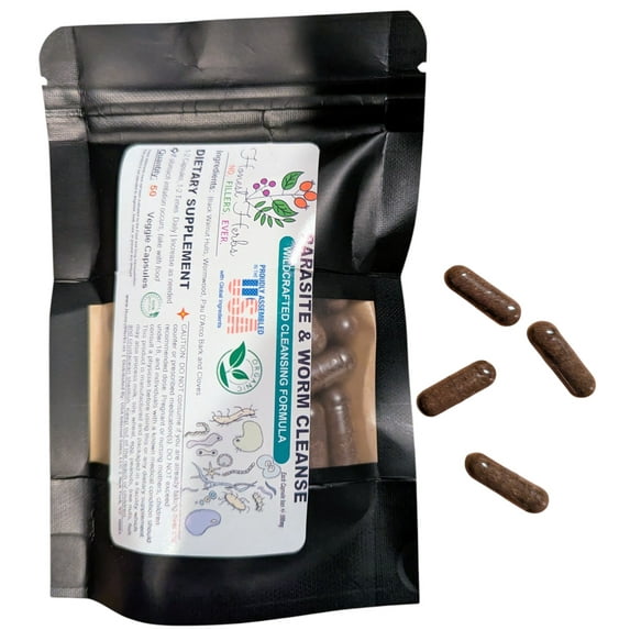 Worm & Parasite Blend - Natural Cleanse Formula - Black Walnut Hulls - Wormwood - Pau D'Arco Bark - Clove - Honest Herbs - 50 Veggie Caps